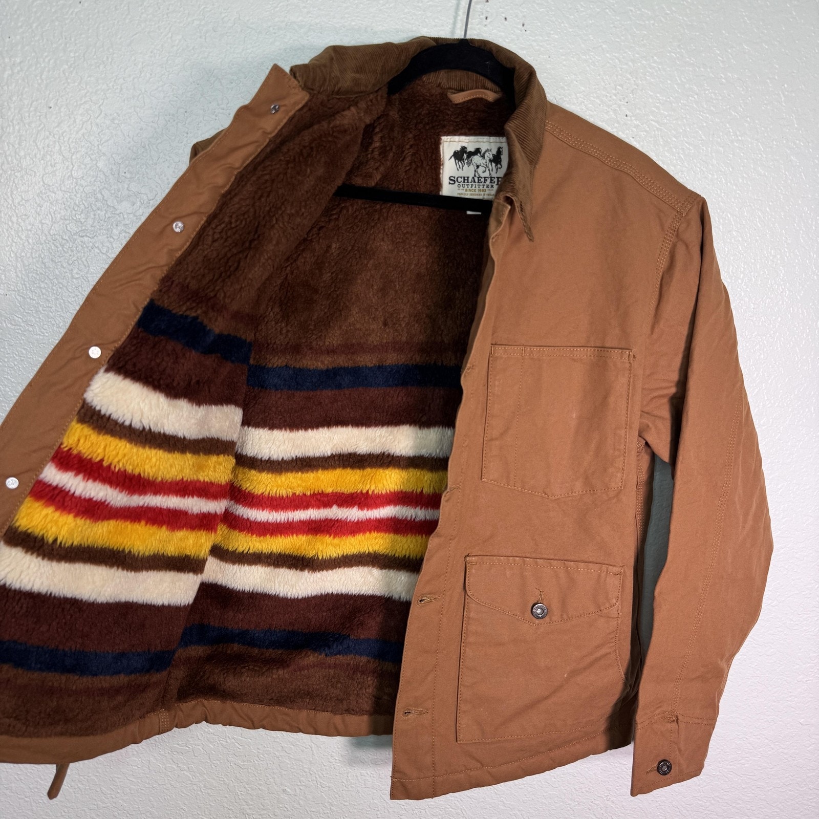 Schott Rugged Brown Canvas Sherpa-Lined Jacket